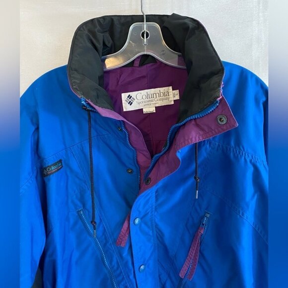 Vintage 1989 Teal and Violet Columbia Anorak  Ski Jacket Mens SM - Picture 3 of 16
